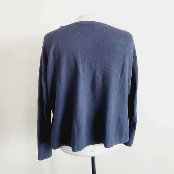 EVERLANE Wool Boxy Navy Blue Sweater - Picture 4 of 8
